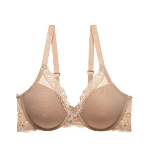 Natori Feathers Contour Plunge T-Shirt Bra Café Nude 42DD NWT - Picture 3 of 11